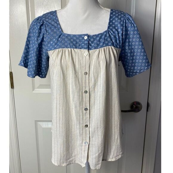 DEPT222 MEDIUM INDIGO SURF TOP NWT - Picture 1 of 9
